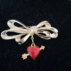 Brooch with Bow and Heart Charm
